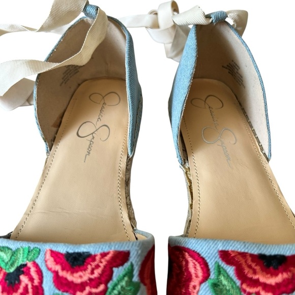 Jessica Simpson Fippo Floral Embroidered Denim Espadrilles Size 10 M EUC - Picture 8 of 16